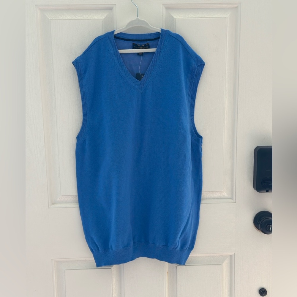 New Club Room Men’s V-Neck Sweater Vest‎ Size Small Blue